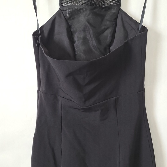 Kora Rae Fitted Halter Dress Size XS Black Mini Side Zip Mesh Halter LBD EUC - Picture 6 of 10